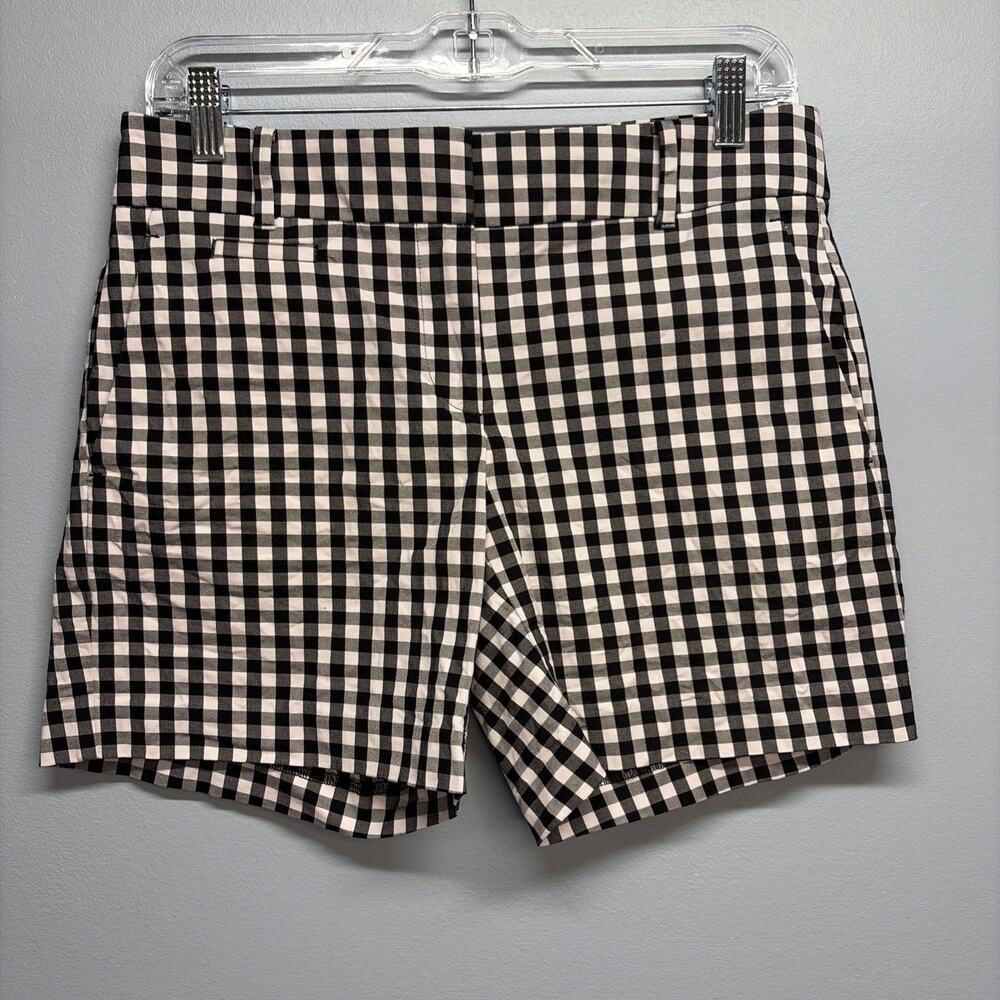 Ann Taylor Black & White Gingham Shorts Size 2 Stretch Comfort 6" Inseam *spot*